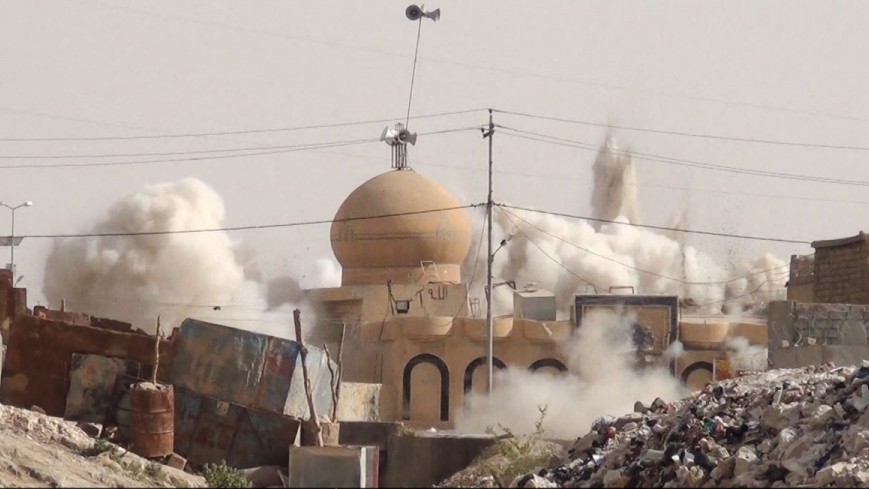 von Isis zerstörte Moschee in Syrien