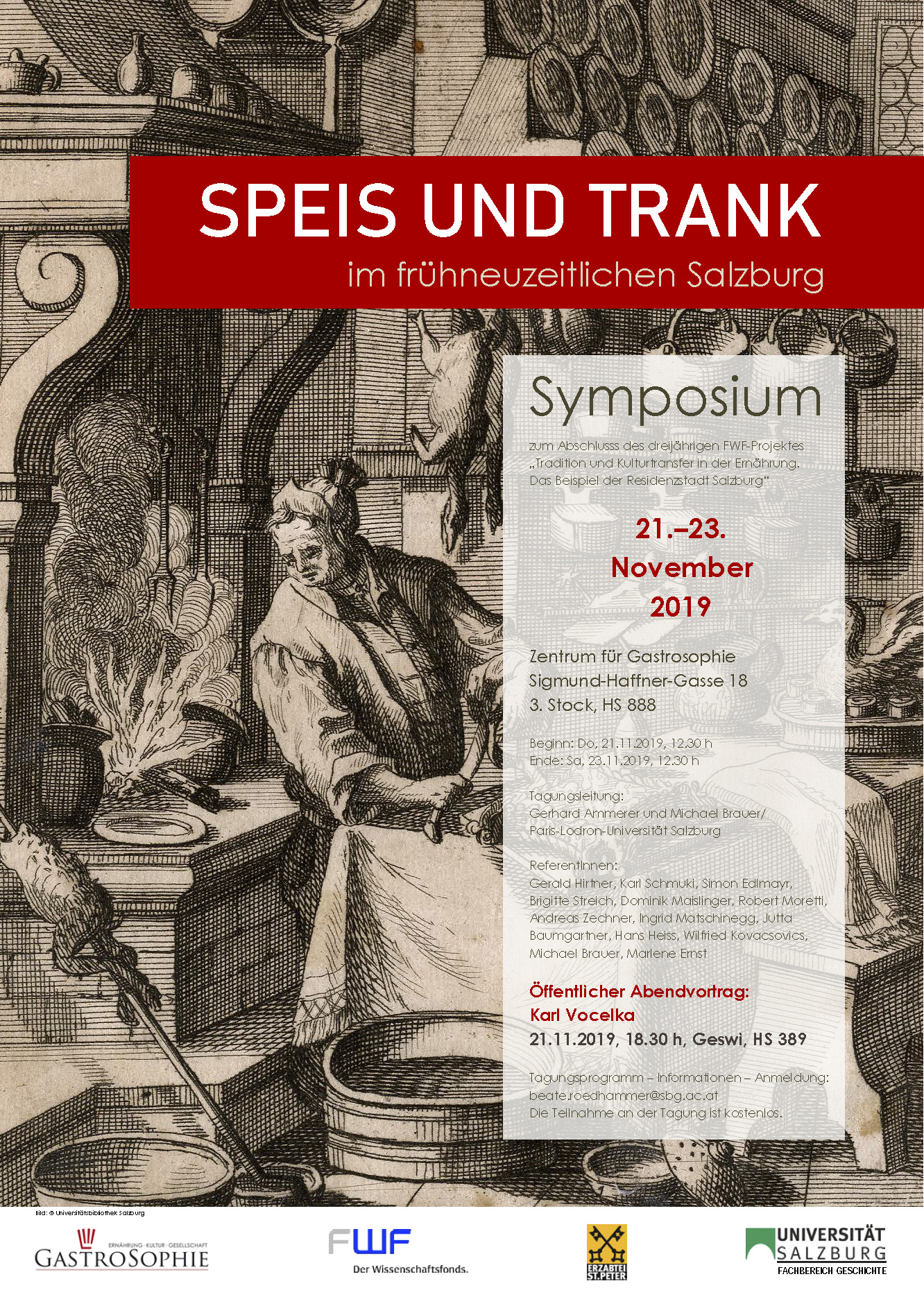 Plakat zum Symposion SPEIS UND TRANK