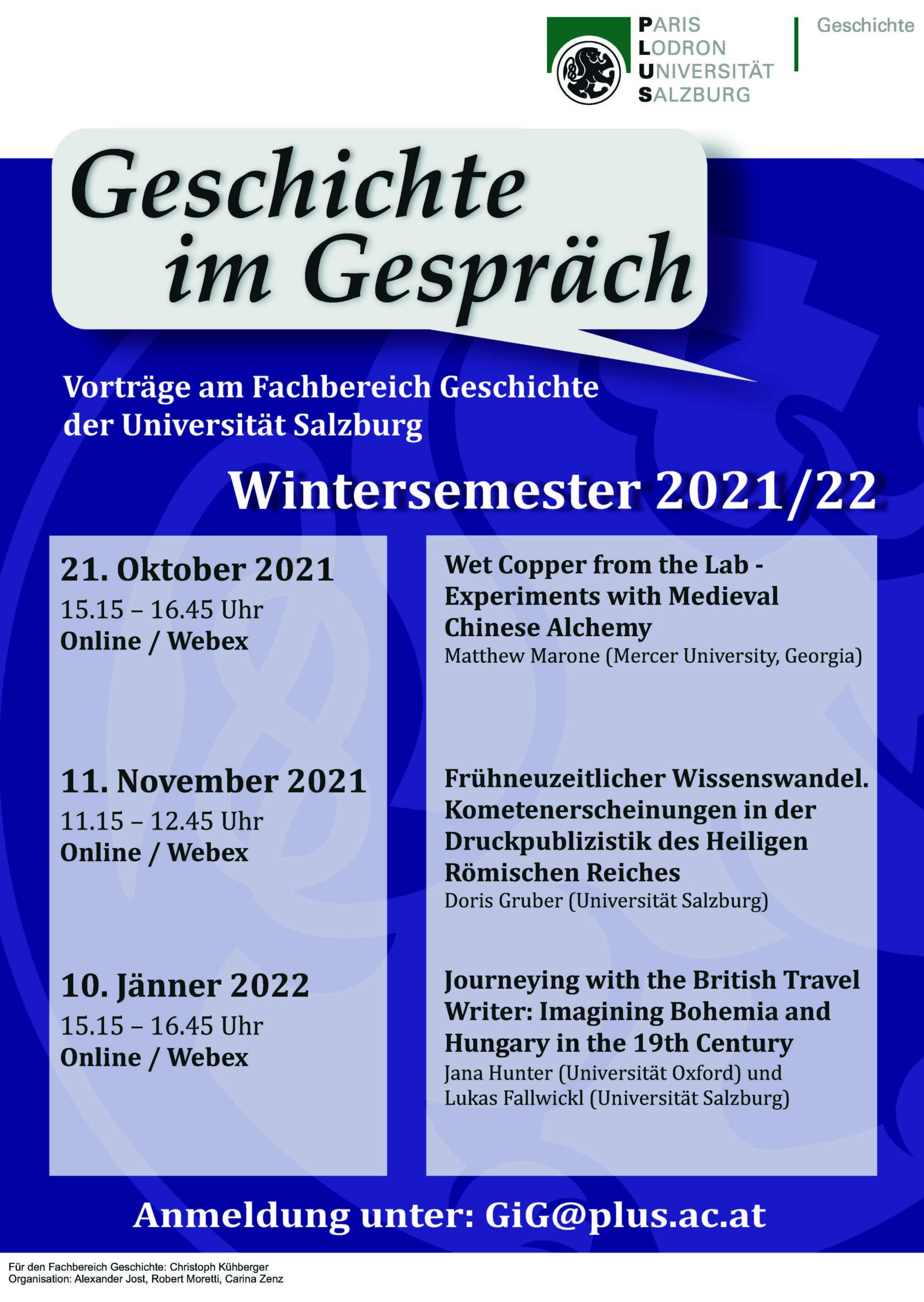 Geschichte im Gespräch - Wintersemester 2021/22
