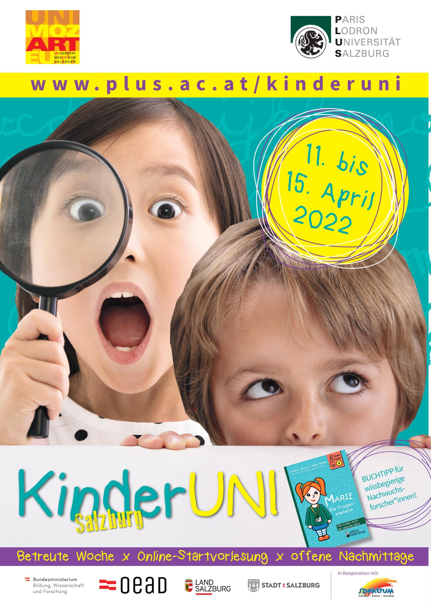 Plakat KinderUNI Salzburg_Programm April 2022