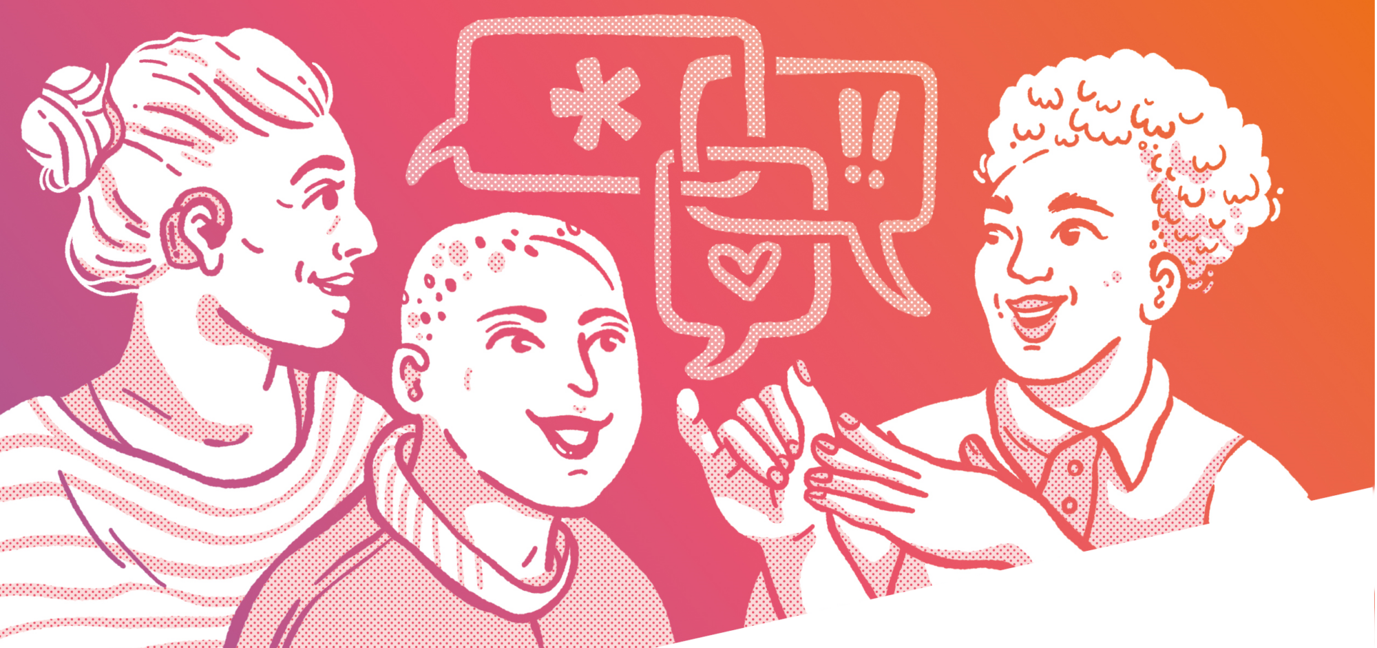 Illustrierte Grafik für Sprachbox: inklusivere Kommunikation